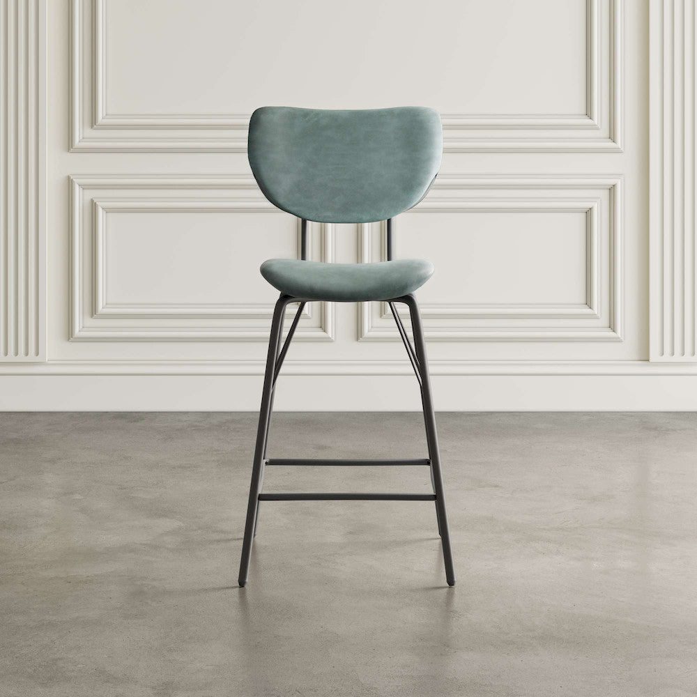 Jofran - Owen Contemporary Modern Faux Leather Split-Back Upholstered Counter Height Barstool (Set of 2) Jade - 2271-OWENSTJD view 6