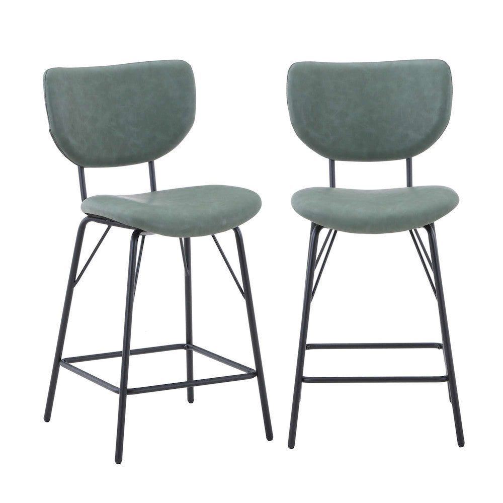 Jofran - Owen Contemporary Modern Faux Leather Split-Back Upholstered Counter Height Barstool (Set of 2) Jade - 2271-OWENSTJD view 9