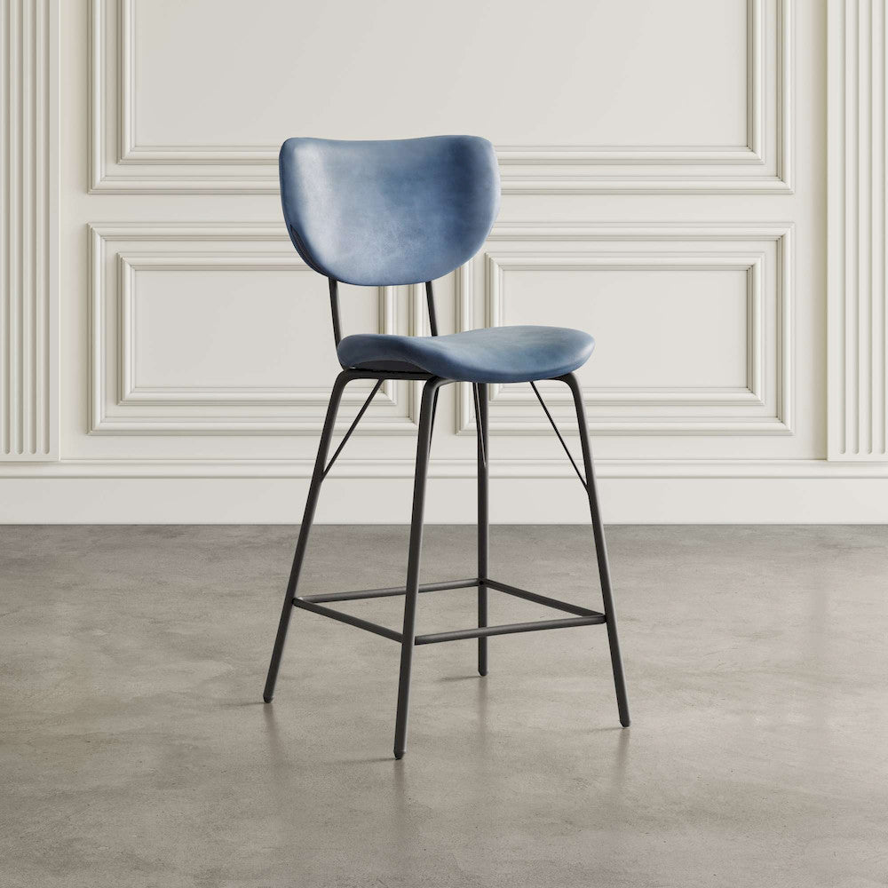 Jofran - Owen Contemporary Modern Faux Leather Split-Back Upholstered Counter Height Barstool (Set of 2) Slate - 2271-OWENSTSL view 5