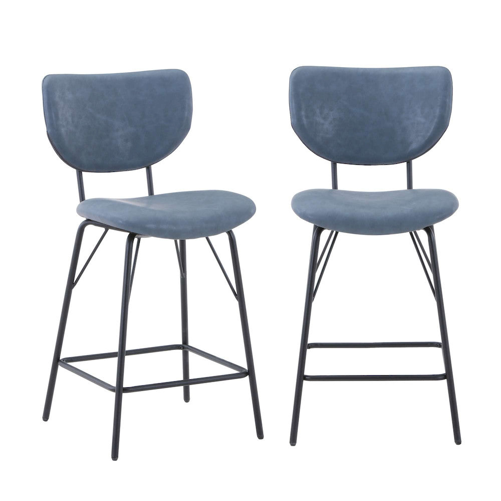 Jofran - Owen Contemporary Modern Faux Leather Split-Back Upholstered Counter Height Barstool (Set of 2) Slate - 2271-OWENSTSL view 9