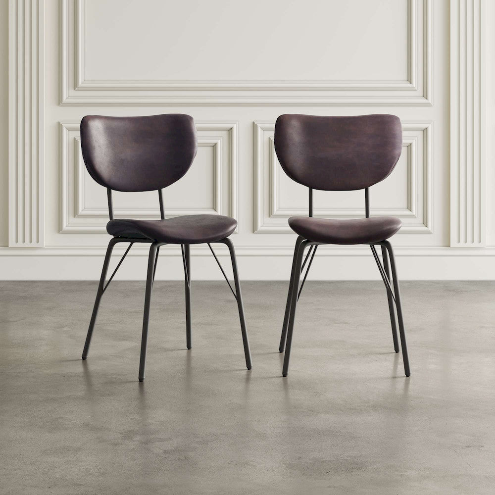 Jofran - Owen Contemporary Modern Faux Leather Split-Back Upholstered Dining Chair (Set of 2) Dark Brown - 2271-OWENCHDBN view 5