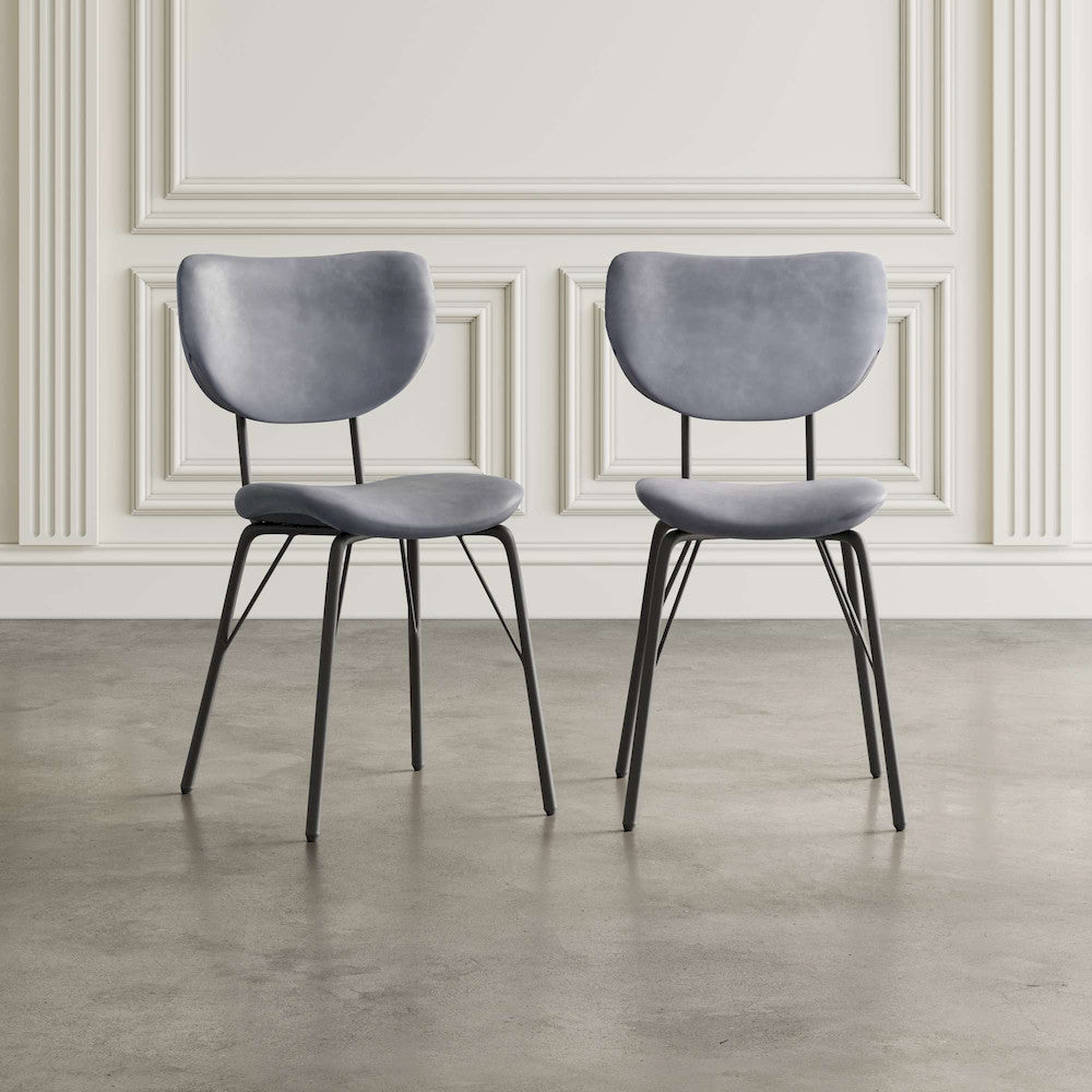 Jofran - Owen Contemporary Modern Faux Leather Split-Back Upholstered Dining Chair (Set of 2) Grey - 2271-OWENCHGRY view 5