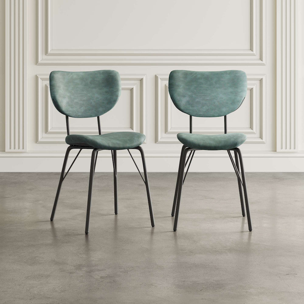 Jofran - Owen Contemporary Modern Faux Leather Split-Back Upholstered Dining Chair (Set of 2) Jade - 2271-OWENCHJD view 5