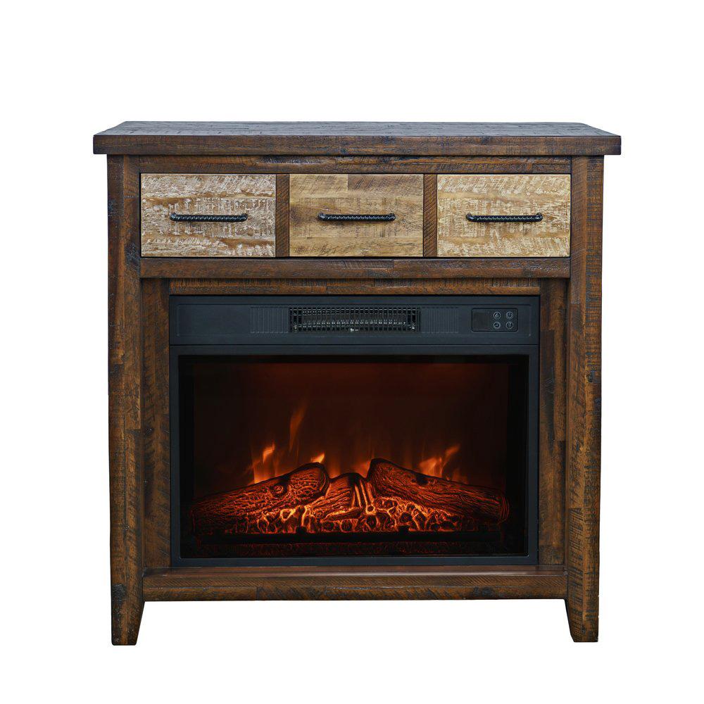 Jofran - Painted Canyon Rustic 32in Electric Fireplace Console TV Stand in Brown - 1600-FP32 veiw 1