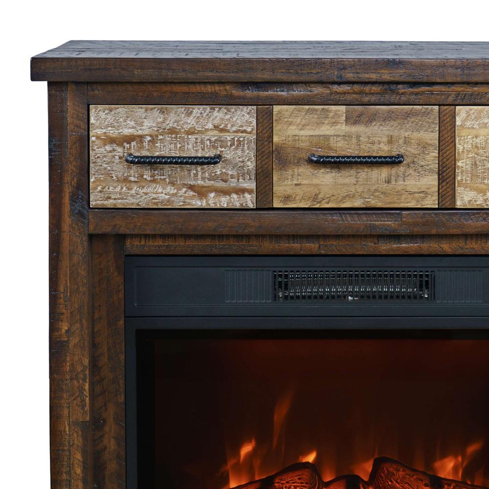 Jofran - Painted Canyon Rustic 32in Electric Fireplace Console TV Stand in Brown - 1600-FP32 veiw 7