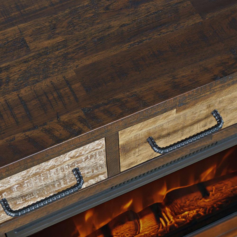 Jofran - Painted Canyon Rustic 32in Electric Fireplace Console TV Stand in Brown - 1600-FP32 veiw 9