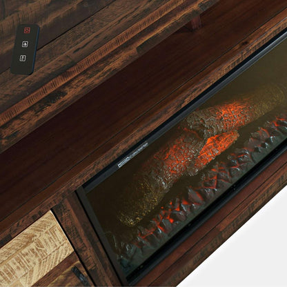Jofran - Painted Canyon Rustic 32in Electric Fireplace Console TV Stand in Brown - 1600-FP32 veiw 10