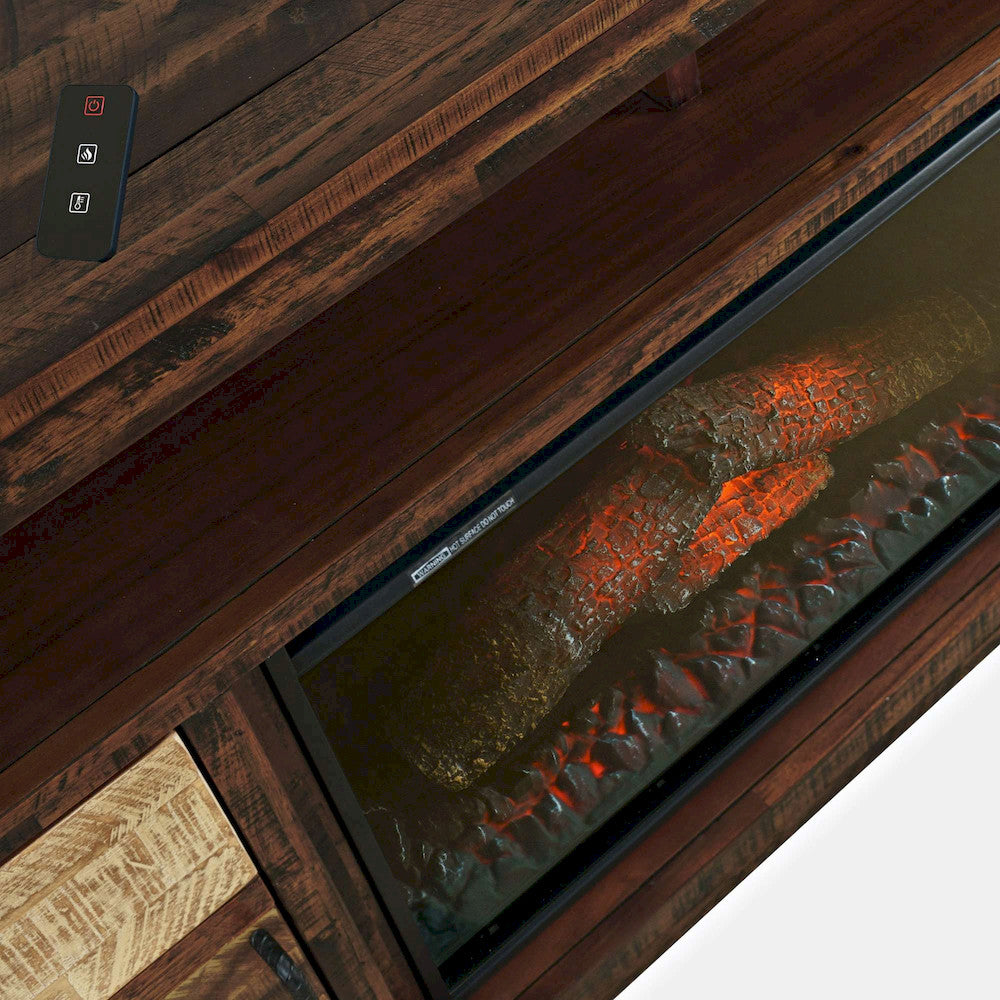Jofran - Painted Canyon Rustic 32in Electric Fireplace Console TV Stand in Brown - 1600-FP32 view 5