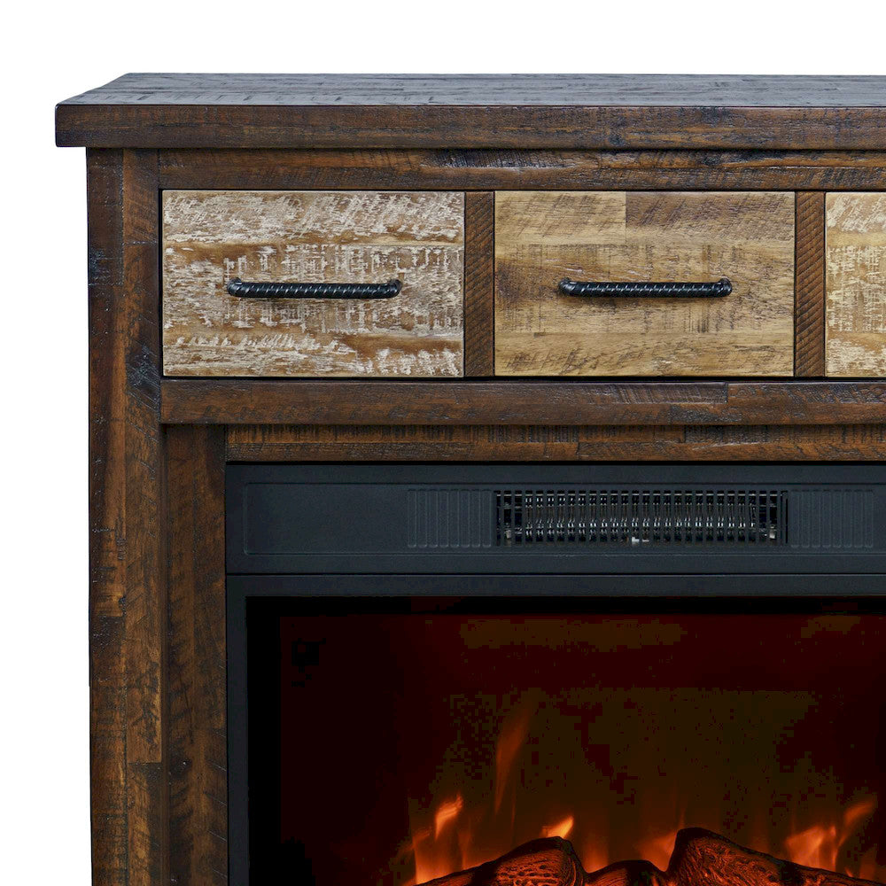 Jofran - Painted Canyon Rustic 32in Electric Fireplace Console TV Stand in Brown - 1600-FP32 view 8