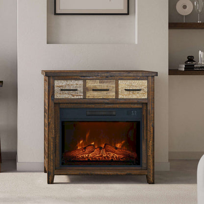 Jofran - Painted Canyon Rustic 32in Electric Fireplace Console TV Stand in Brown - 1600-FP32 view 12