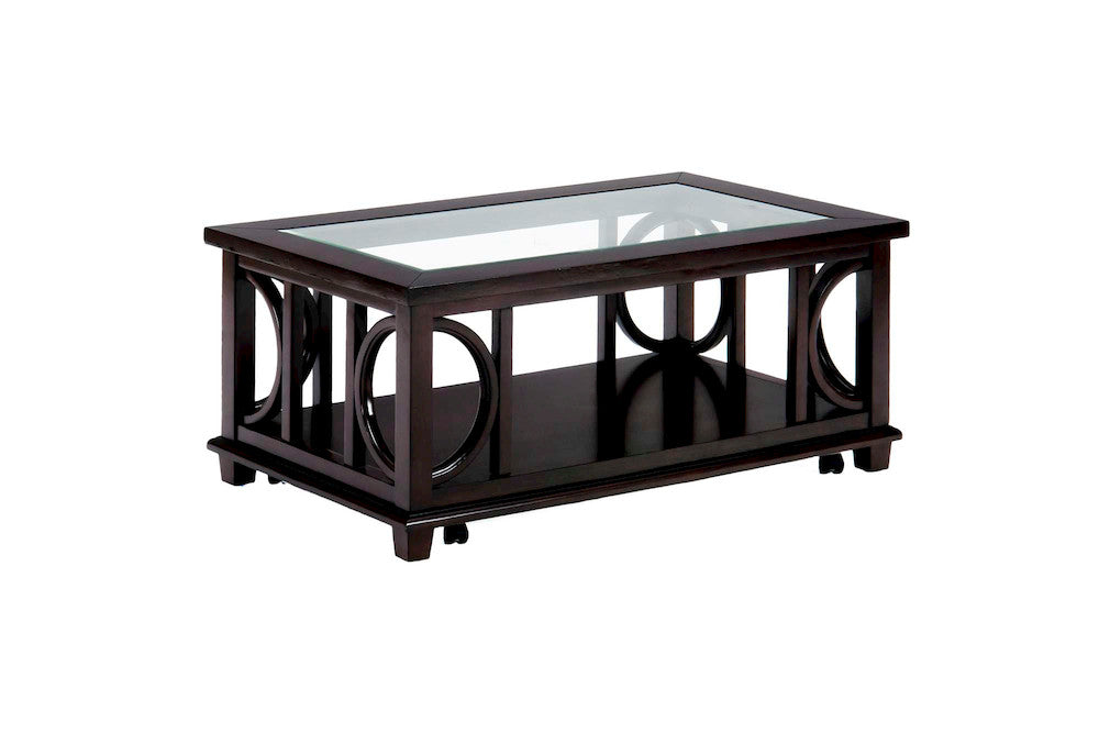 Jofran - Panama Brown Contemporary Wood and Glass Coffee Table - 966-1 view 2