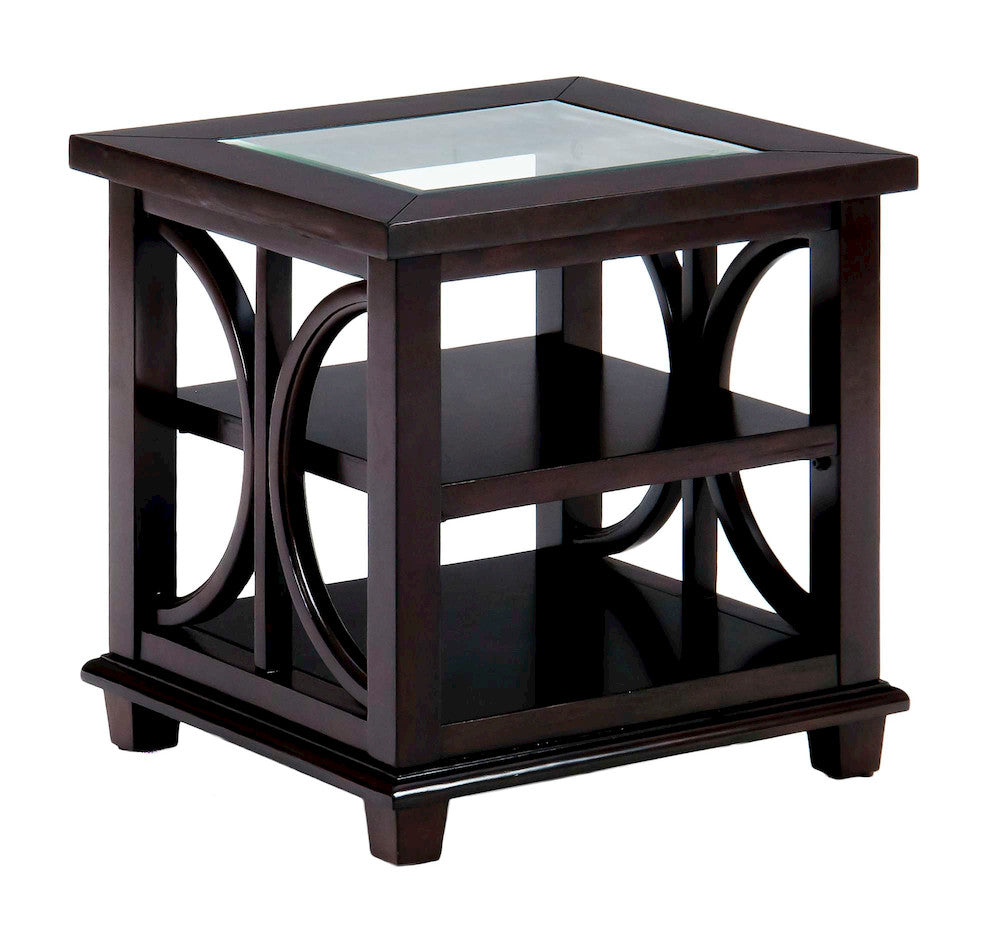 Jofran - Panama Brown Contemporary Wood and Glass End Table - 966-3 view 2