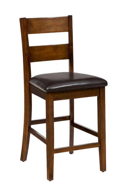 Jofran - Plantation Counter Height Table and Four Faux Leather Stools- Warm Brown - 592 view 4