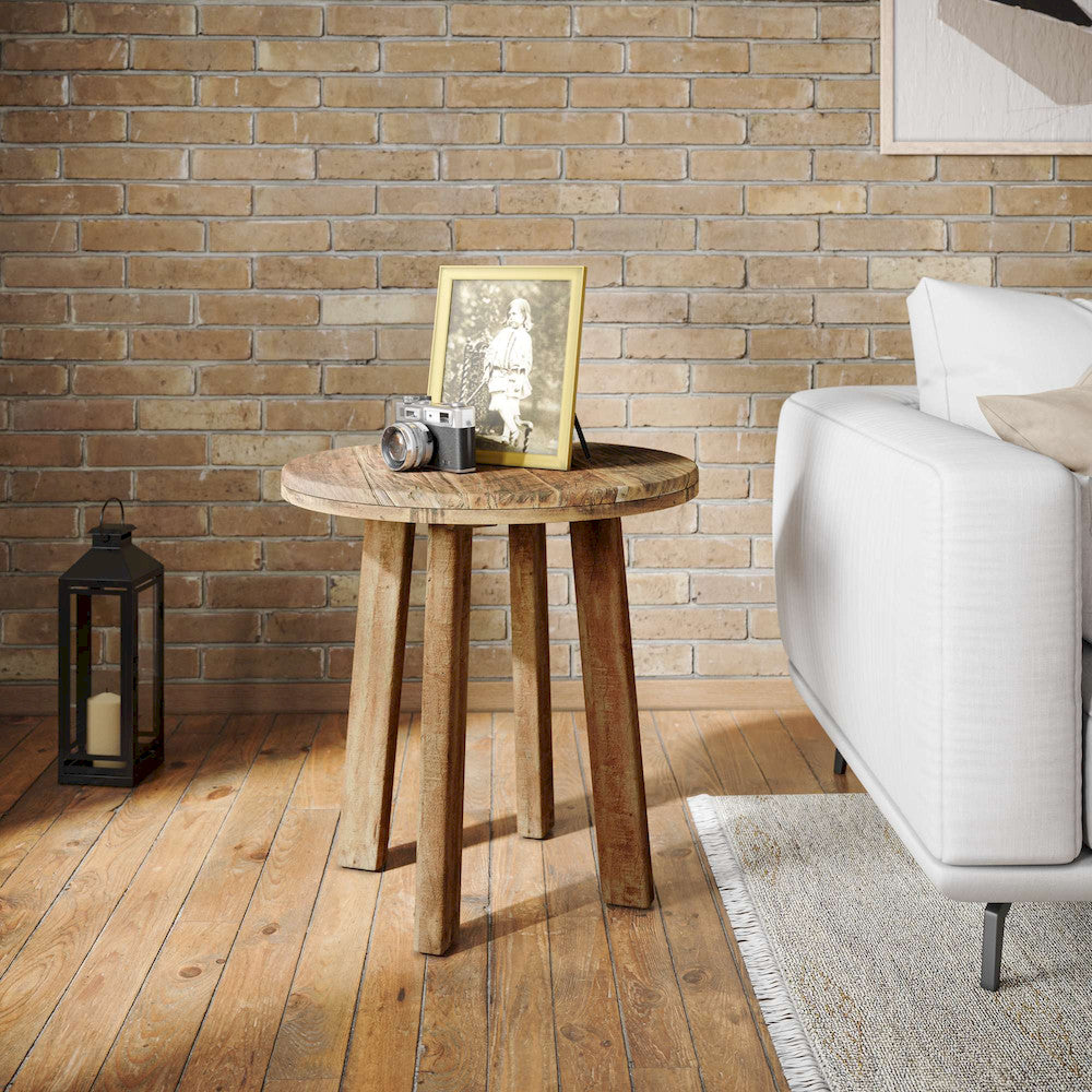 Jofran - Reclamation 24in Round Rustic Reclaimed Solid Wood End Table in Rustic Unfinished Brown - 2300-8 view 8