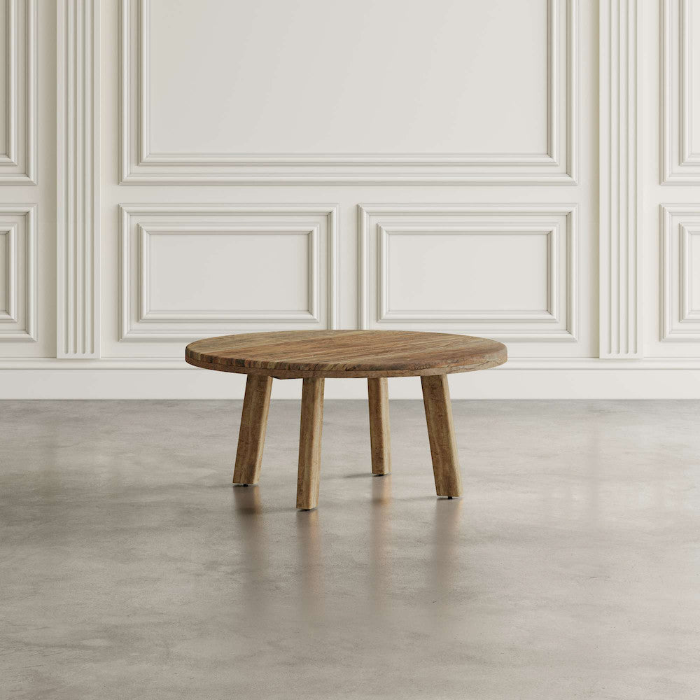 Jofran - Reclamation 36in Round Rustic Reclaimed Solid Wood Coffee Table, Rustic Unfinished Brown - 2300-2 view 4