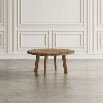 Jofran - Reclamation 36in Round Rustic Reclaimed Solid Wood Coffee Table, Rustic Unfinished Brown - 2300-2 view 4