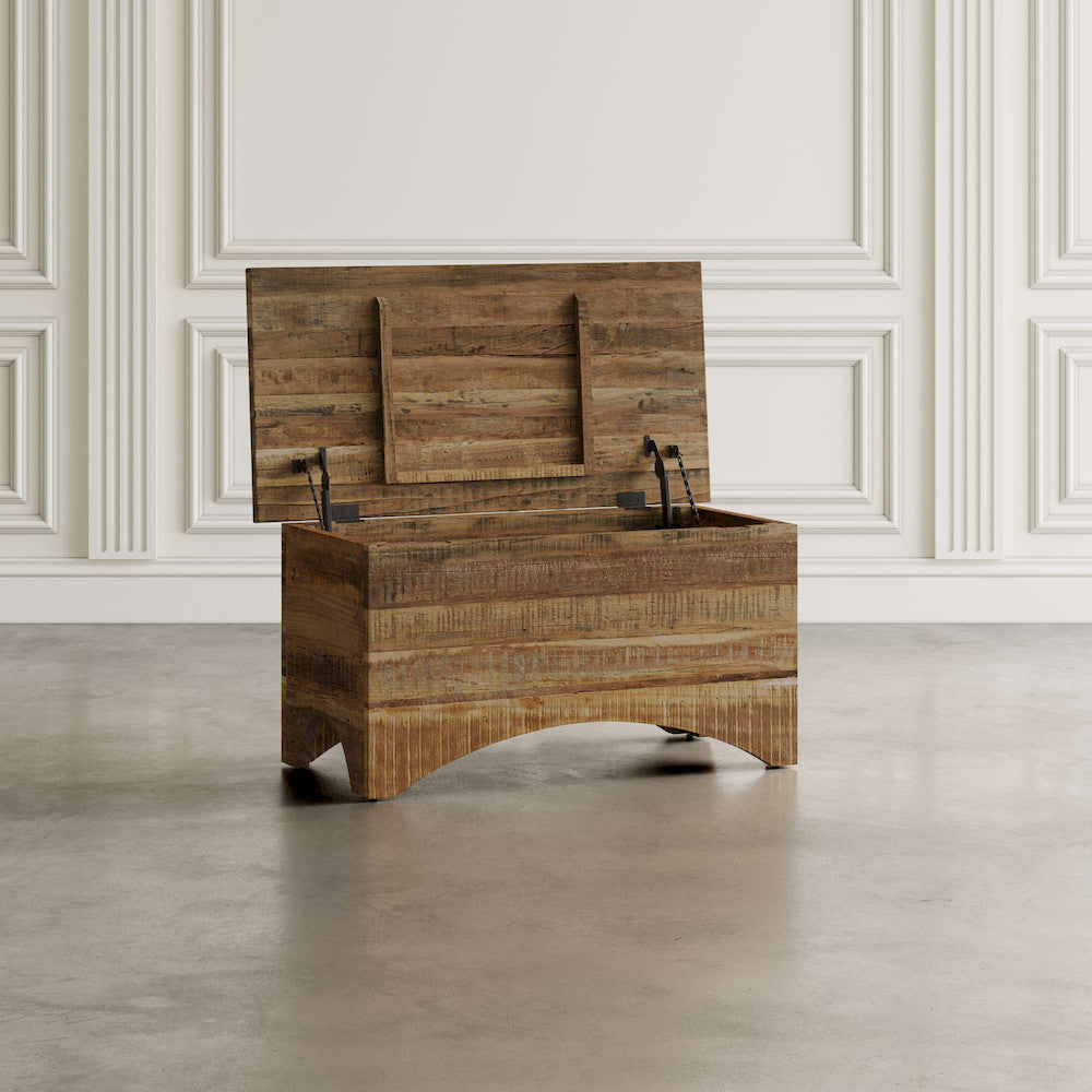 Jofran - Reclamation 36in Rustic Reclaimed Solid Wood Storage Chest Cabinet, Rustic Unfinished Brown - 2300-13 view 5