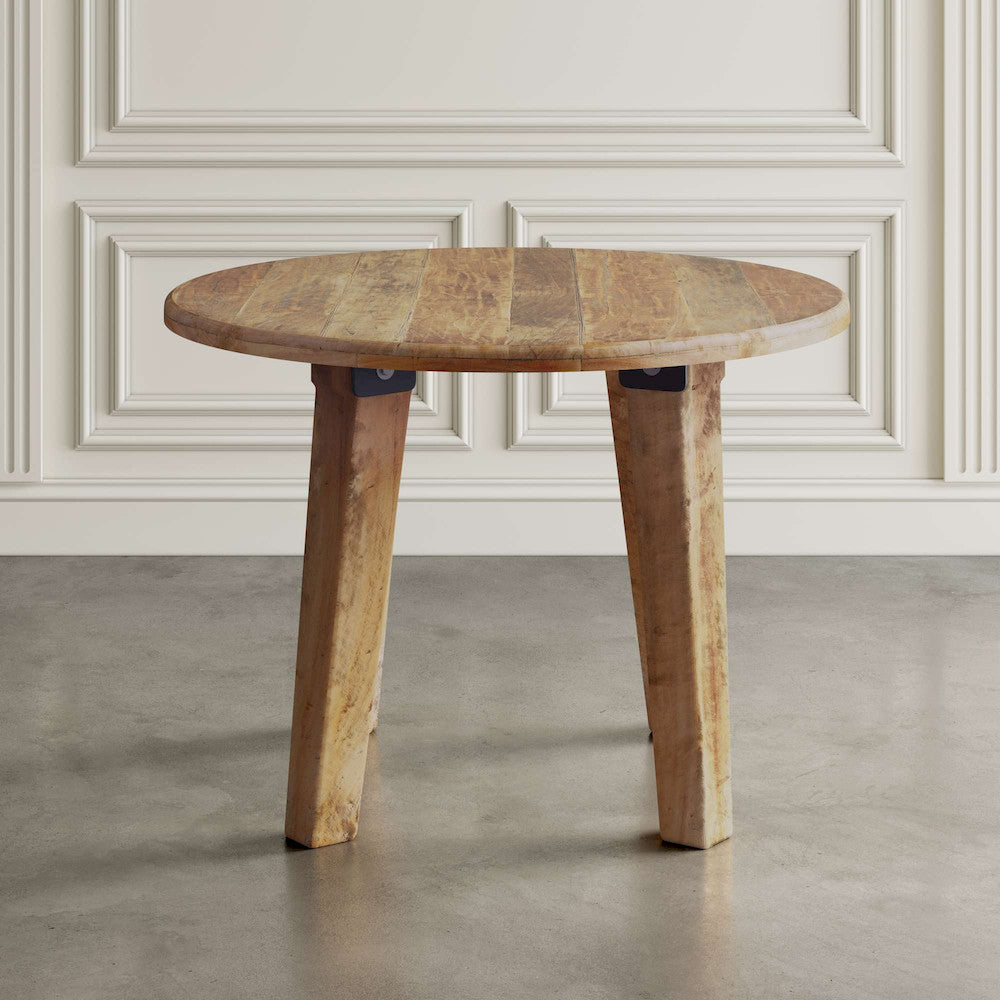 Jofran - Reclamation 42in Rustic Reclaimed Solid Wood Round Dining Table, Rustic Unfinished Brown - 2301-RND42 view 4