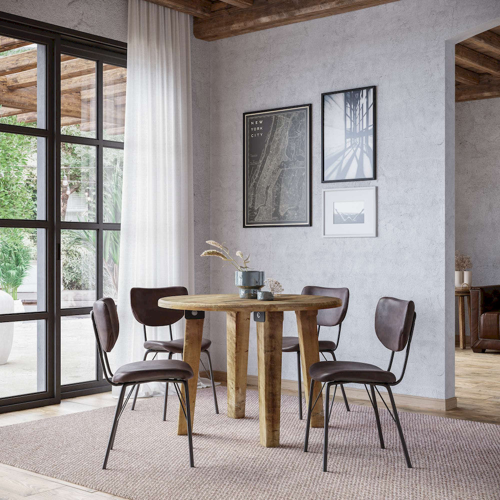 Jofran - Reclamation 42in Rustic Reclaimed Solid Wood Round Dining Table, Rustic Unfinished Brown - 2301-RND42 view 9