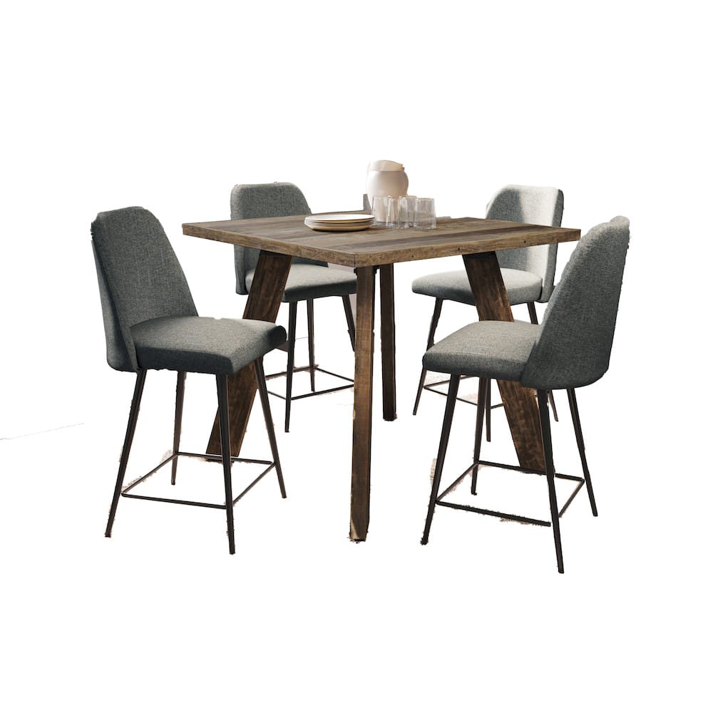 Jofran - Reclamation 42in Square Five Piece Solid Wood Counter Height Upholstered Dining Set in Blue - 2301-SQ42-4MACEYSTBL view 2