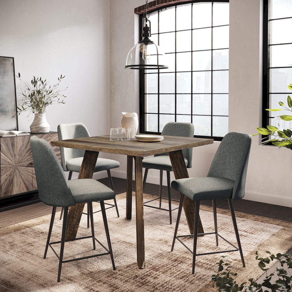 Jofran - Reclamation 42in Square Five Piece Solid Wood Counter Height Upholstered Dining Set in Blue - 2301-SQ42-4MACEYSTBL view 5