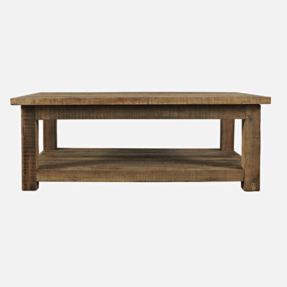 Jofran - Reclamation 50in Rustic Reclaimed Solid Wood Coffee Table with Storage Shelf, Rustic Unfinished Brown - 2300-1 view 1