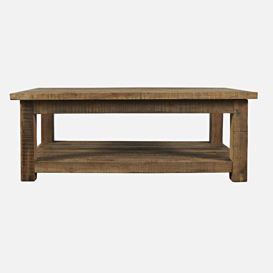 Jofran - Reclamation 50in Rustic Reclaimed Solid Wood Coffee Table with Storage Shelf, Rustic Unfinished Brown - 2300-1 view 1
