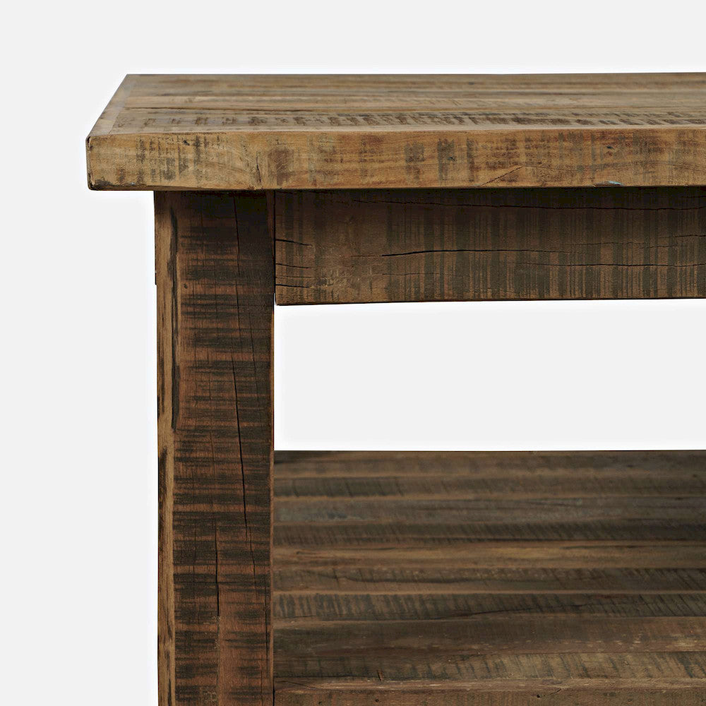 Jofran - Reclamation 50in Rustic Reclaimed Solid Wood Coffee Table with Storage Shelf, Rustic Unfinished Brown - 2300-1 view 6