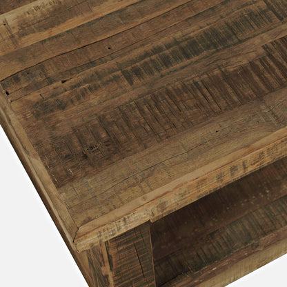 Jofran - Reclamation 50in Rustic Reclaimed Solid Wood Coffee Table with Storage Shelf, Rustic Unfinished Brown - 2300-1 view 7