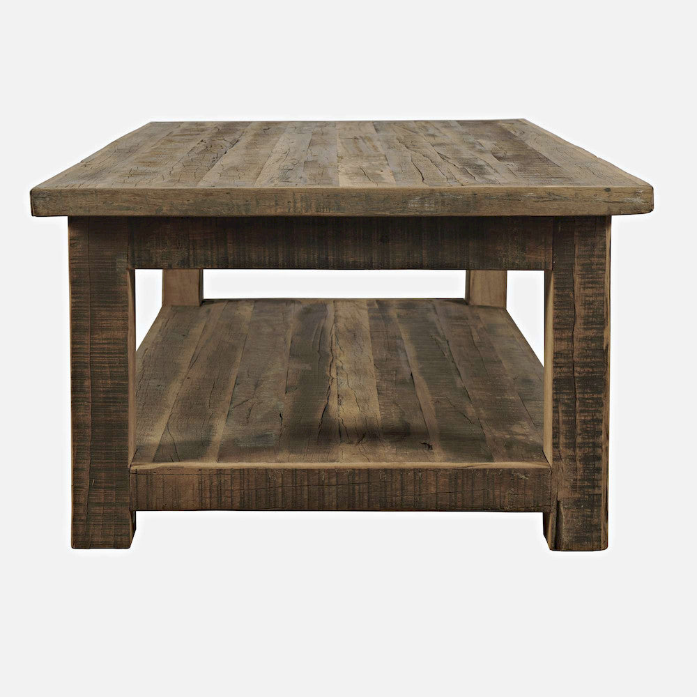 Jofran - Reclamation 50in Rustic Reclaimed Solid Wood Coffee Table with Storage Shelf, Rustic Unfinished Brown - 2300-1 view 8
