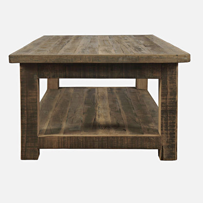 Jofran - Reclamation 50in Rustic Reclaimed Solid Wood Coffee Table with Storage Shelf, Rustic Unfinished Brown - 2300-1 view 8