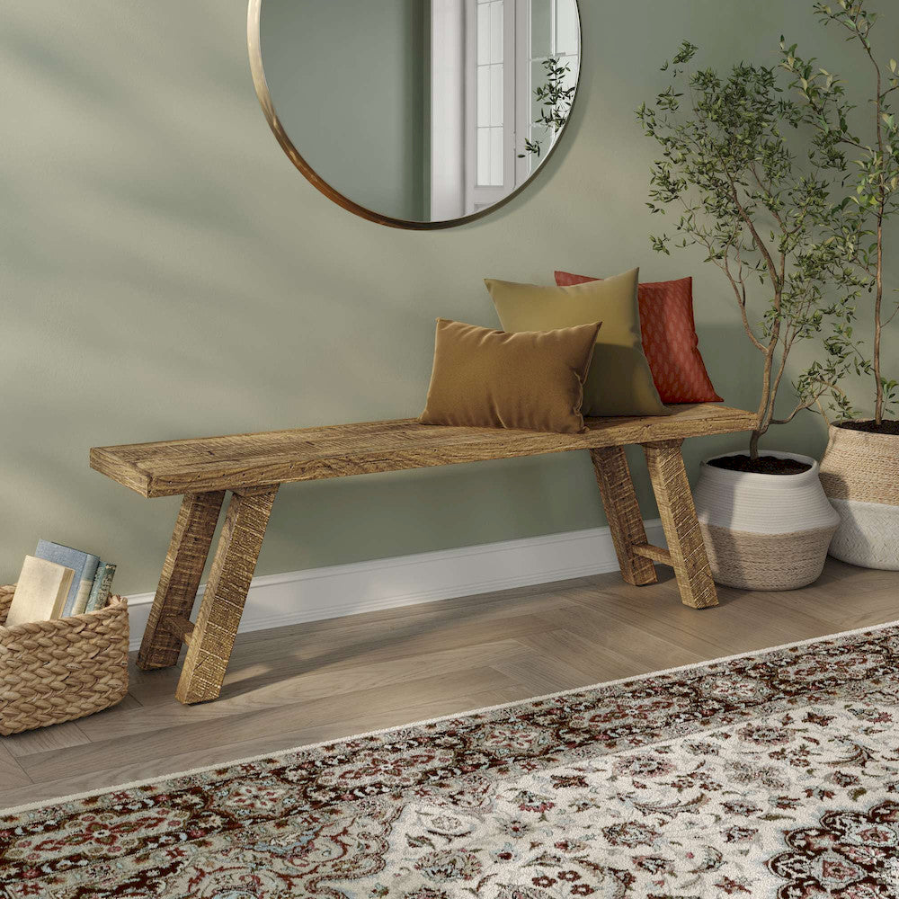 Jofran - Reclamation 60in Rustic Reclaimed Solid Wood Dining Bench, Rustic Unfinished Brown - 2301-BN60KD view 6