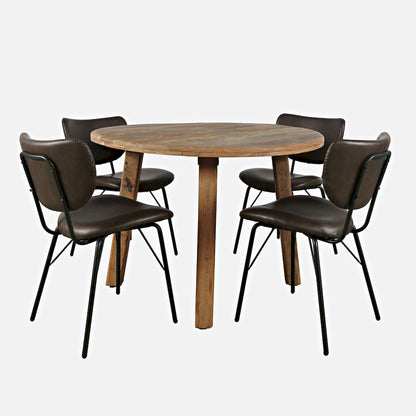 Jofran - Reclamation Five Piece Round Rustic Reclaimed Solid Wood Round Dining Set with Upholstered Chairs - 2301-RND-4-OWNCHDBN view 1