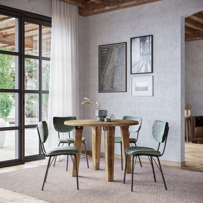 Jofran - Reclamation Five Piece Round Rustic Reclaimed Solid Wood Round Dining Set with Upholstered Chairs - 2301-RND-4-OWNCHJD view 11