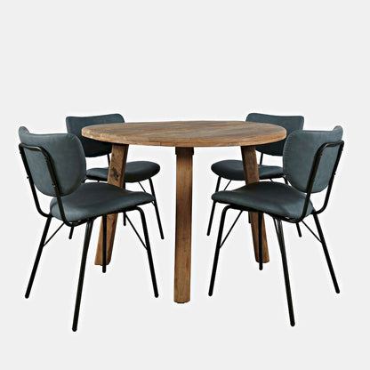 Jofran - Reclamation Five Piece Round Rustic Reclaimed Solid Wood Round Dining Set with Upholstered Chairs - 2301-RND-4-OWNCHSL view 1