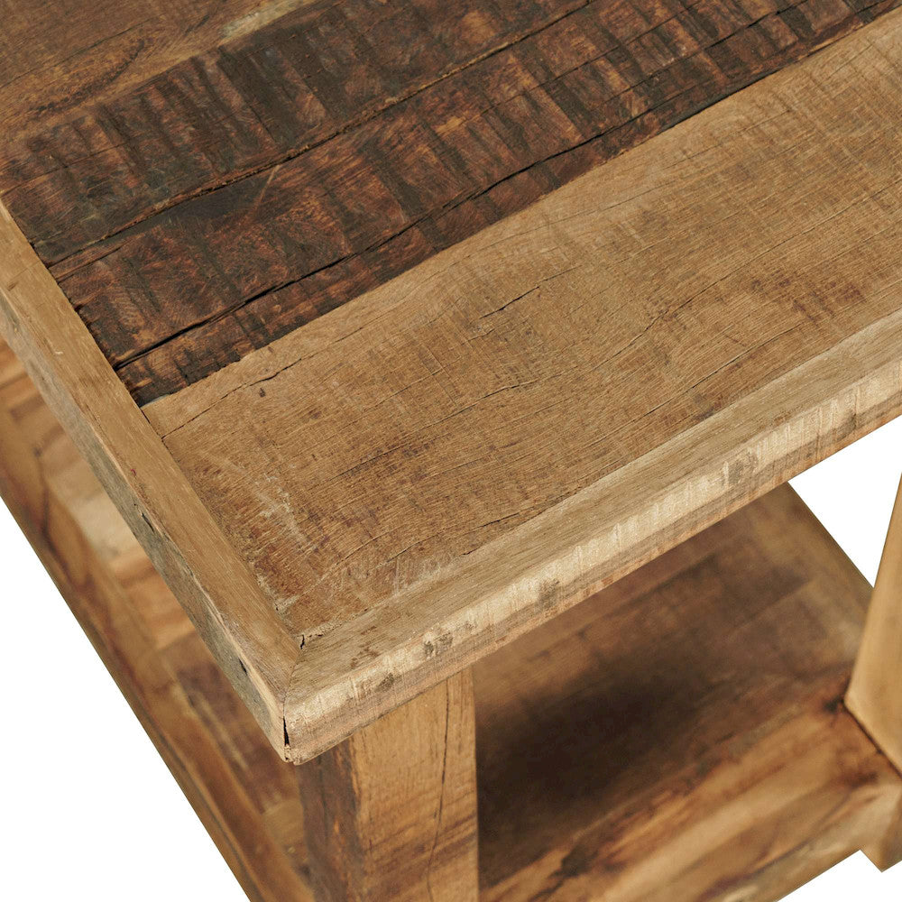Jofran - Reclamation Rustic Reclaimed Solid Wood Chairside End Table with Storage Shelf, Rustic Unfinished Brown - 2300-7 view 3
