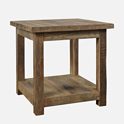 Jofran - Reclamation Rustic Reclaimed Solid Wood Square End Table with Storage Shelf, Rustic Unfinished Brown - 2300-3 view 2