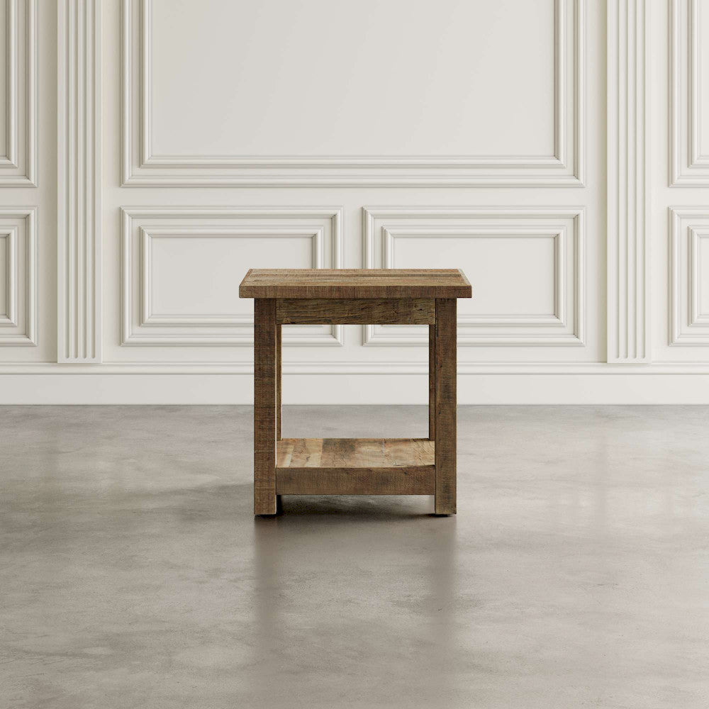 Jofran - Reclamation Rustic Reclaimed Solid Wood Square End Table with Storage Shelf, Rustic Unfinished Brown - 2300-3 view 4