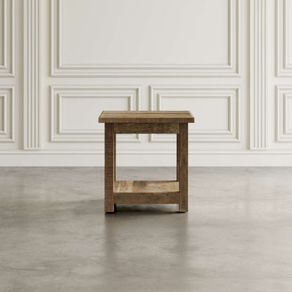 Jofran - Reclamation Rustic Reclaimed Solid Wood Square End Table with Storage Shelf, Rustic Unfinished Brown - 2300-3 view 4