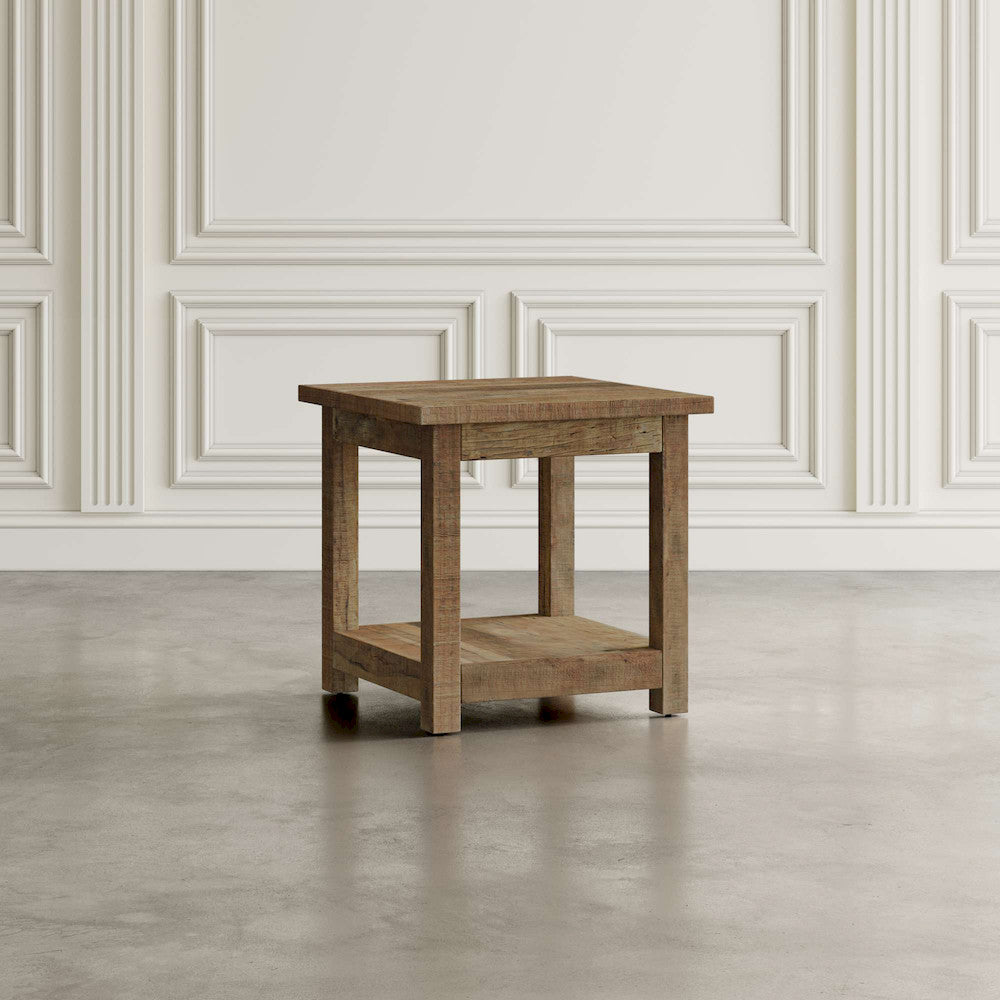 Jofran - Reclamation Rustic Reclaimed Solid Wood Square End Table with Storage Shelf, Rustic Unfinished Brown - 2300-3 view 5