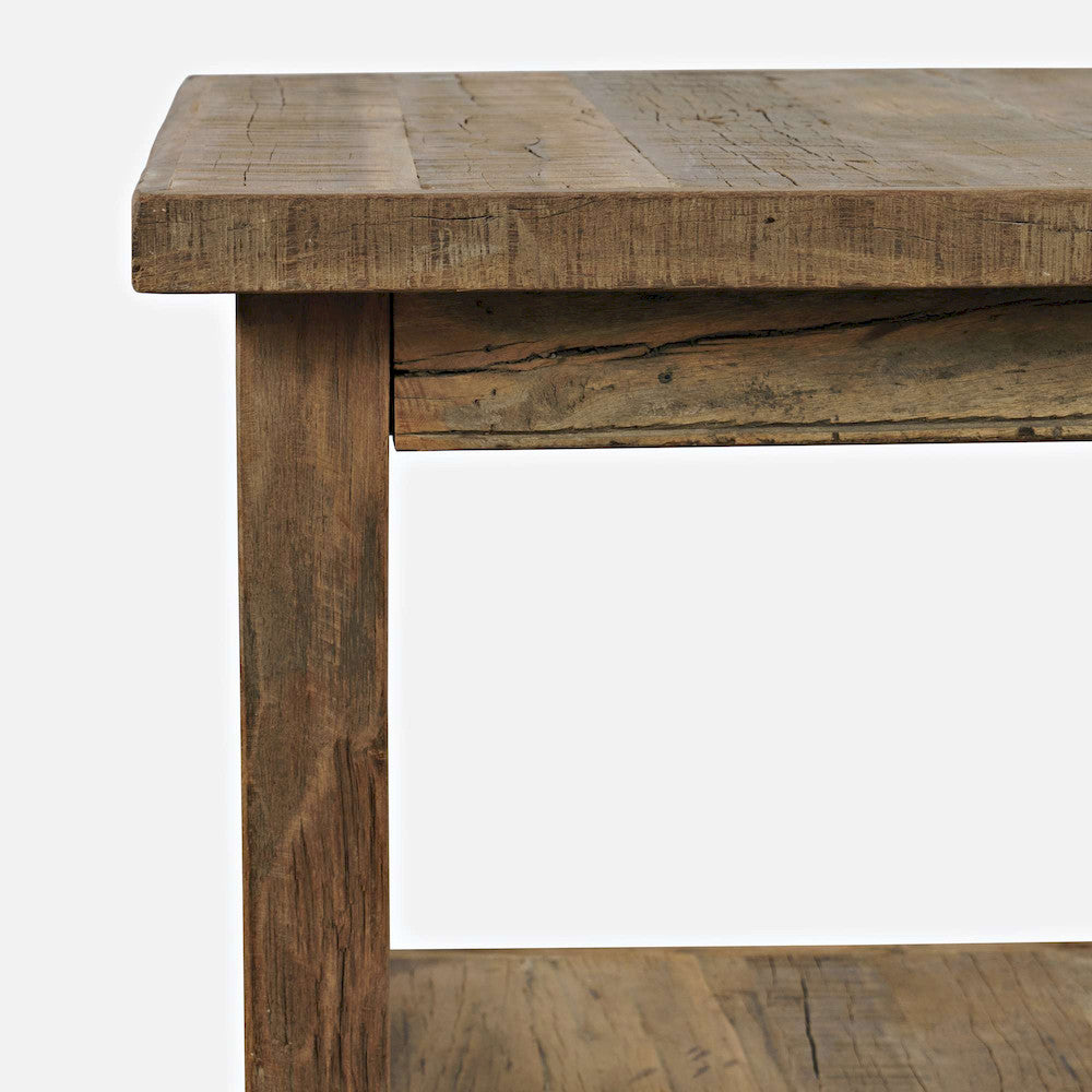 Jofran - Reclamation Rustic Reclaimed Solid Wood Square End Table with Storage Shelf, Rustic Unfinished Brown - 2300-3 view 7