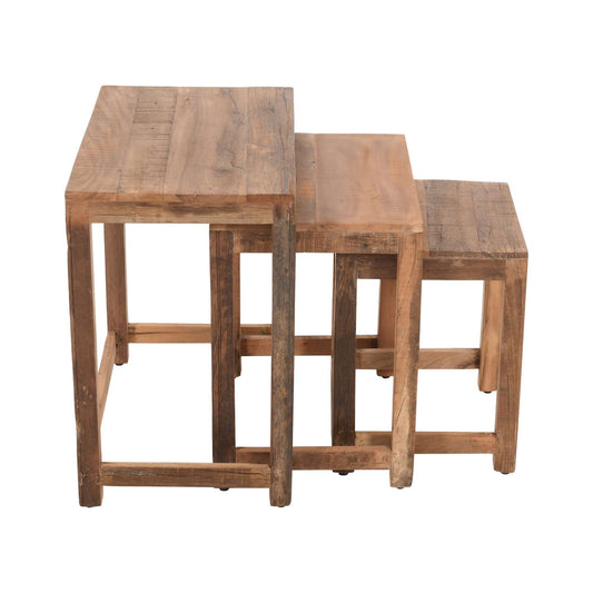 Jofran - Reclamation Rustic Reclaimed Solid Wood Three-Piece Nesting Tables, Rustic Unfinished Brown - 2300-11 view 1