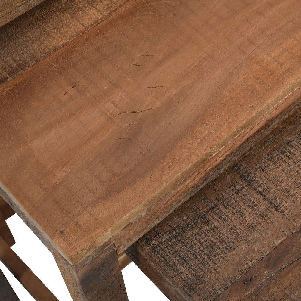 Jofran - Reclamation Rustic Reclaimed Solid Wood Three-Piece Nesting Tables, Rustic Unfinished Brown - 2300-11 view 3