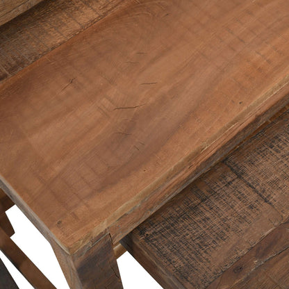 Jofran - Reclamation Rustic Reclaimed Solid Wood Three-Piece Nesting Tables, Rustic Unfinished Brown - 2300-11 view 3