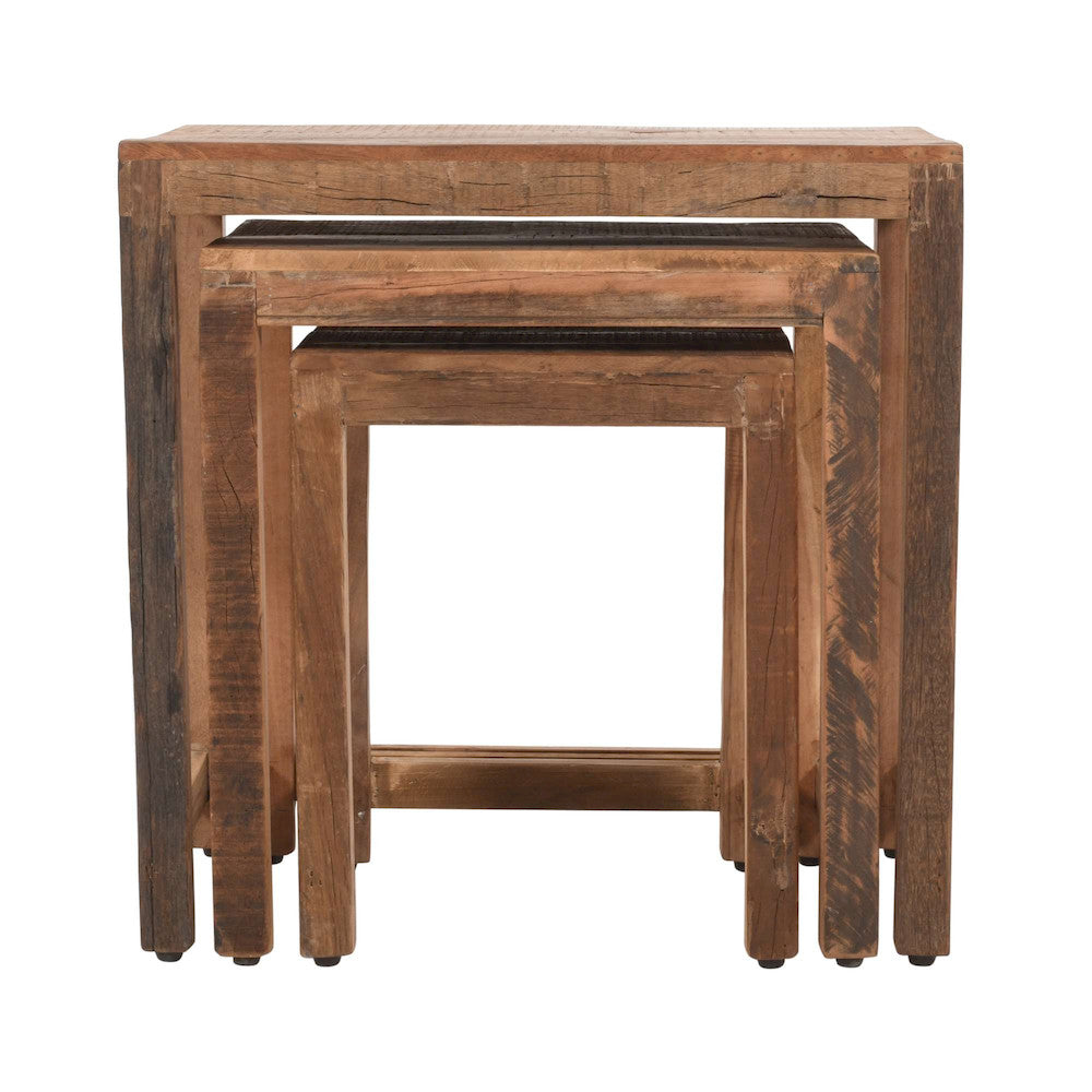 Jofran - Reclamation Rustic Reclaimed Solid Wood Three-Piece Nesting Tables, Rustic Unfinished Brown - 2300-11 view 5