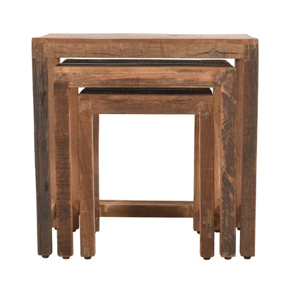 Jofran - Reclamation Rustic Reclaimed Solid Wood Three-Piece Nesting Tables, Rustic Unfinished Brown - 2300-11 view 5