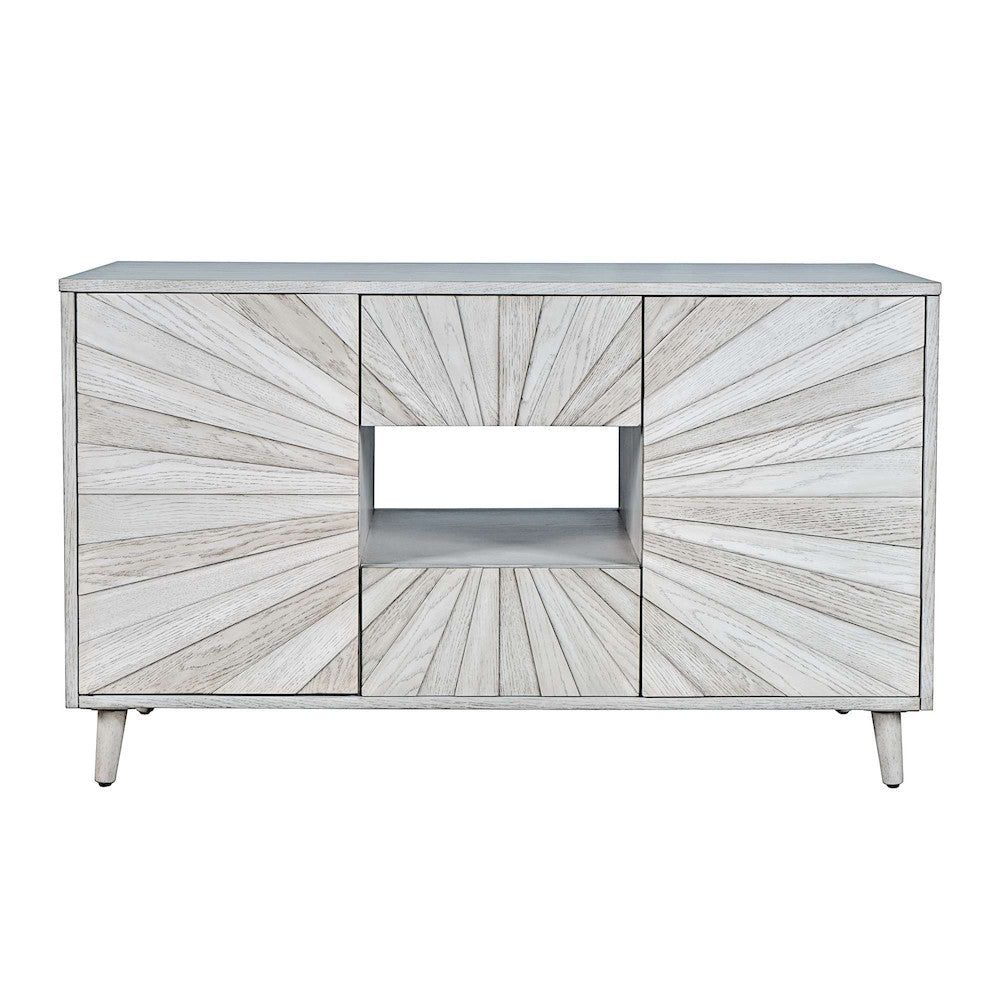 Jofran - Reece 50in Mid-Century Modern Starburst TV Stand Console Storage Cabinet in Light Ash - 2483-50 view 1