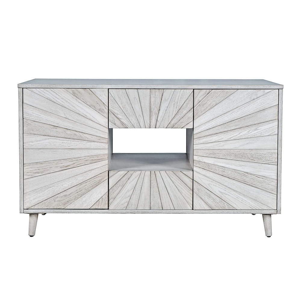 Jofran - Reece 50in Mid-Century Modern Starburst TV Stand Console Storage Cabinet in Light Ash - 2483-50 view 1
