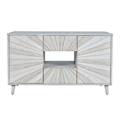 Jofran - Reece 50in Mid-Century Modern Starburst TV Stand Console Storage Cabinet in Light Ash - 2483-50 view 1