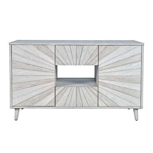Jofran - Reece 50in Mid-Century Modern Starburst TV Stand Console Storage Cabinet in Light Ash - 2483-50 view 1